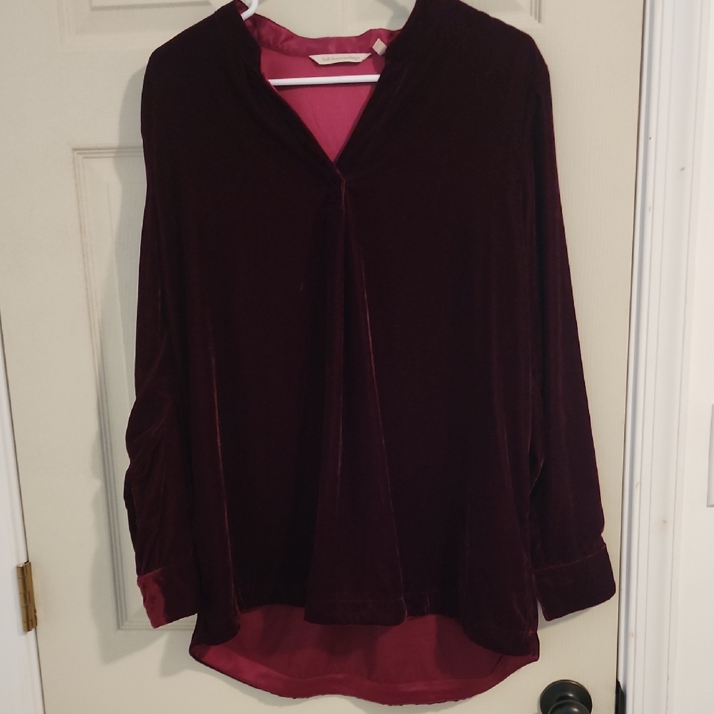 Soft Surroundings Velvet Blouse - Deep Burgundy